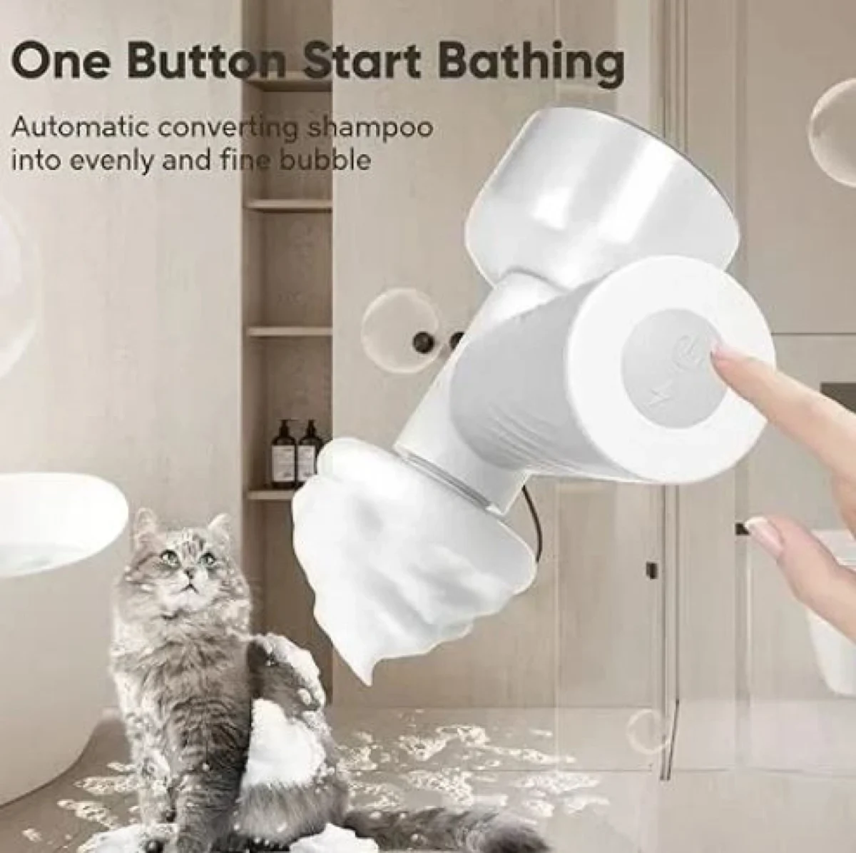 Επαναφορτιζόμενη Βούρτσα Μπάνιου για Κατοικίδια με Δοσομετρητή Σαπουνιού