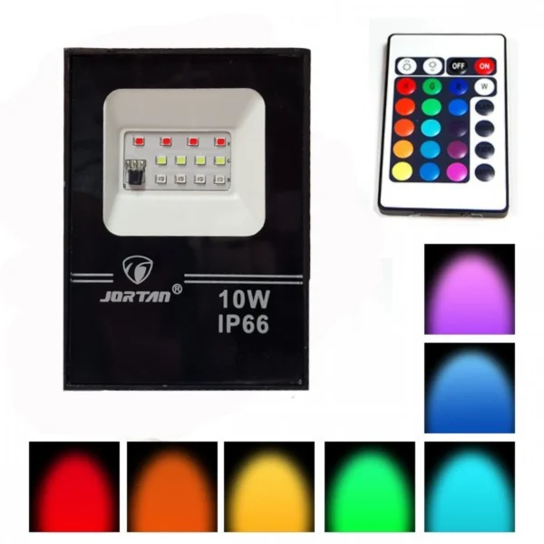 Slim RGB LED Προβολέας 10W Αδιάβροχος με Τηλεχειρισμό & Εναλλασσόμενο Πολύχρωμο Φωτισμό