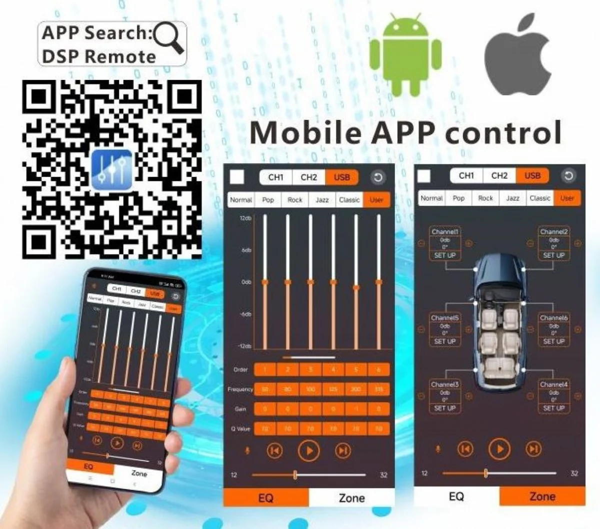 Ενισχυτής Ήχου Αυτοκινήτου 6 Καναλιών 260W DSP με Έλεγχο μέσω APP