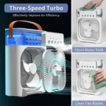 Φορητό Κλιματιστικό Usb - Ανεμιστήρας Ψύξης Αέρα με 3 ταχύτητες και 5 Οπές Ομίχλης Υγραντήρα και Φωτισμό 7 Χρωμάτων με Δοχείο 350ml