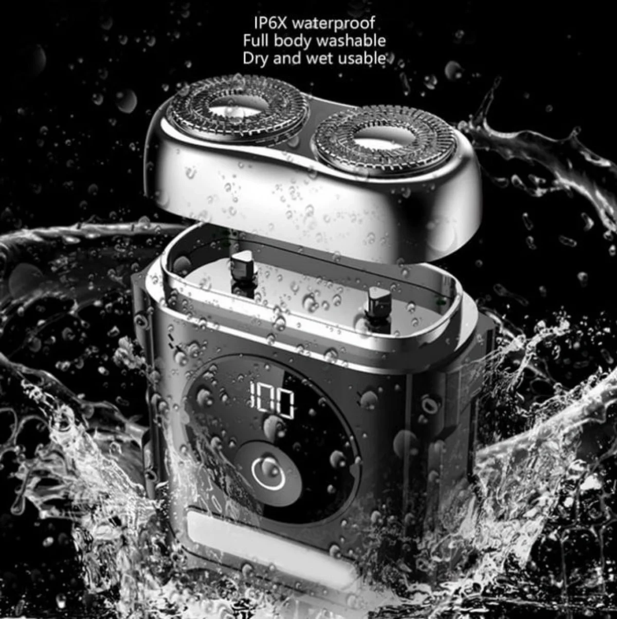 Ξυριστική Μηχανή D03 για Άνδρες – Επαναφορτιζόμενη, Αδιάβροχη, με 2 Κεφαλές και LCD Οθόνη