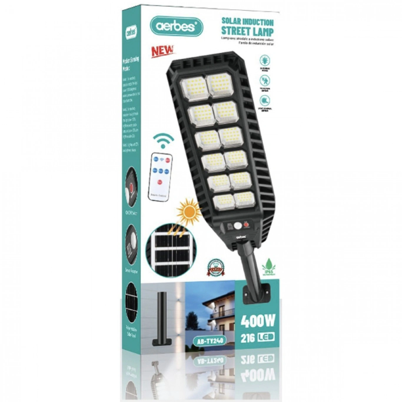 400W Αδιάβροχος Ηλιακός Προβολέας 12COB 216 LED - Φωτιστικό Δρόμου με Τηλεχειριστήριο, Ανιχνευτή Κίνησης, Φωτοκύτταρο & Φωτοβολταϊκό Πάνελ AB-TY240 400W Αδιάβροχος Ηλιακός Προβολέας 12COB 216 LED - Φωτιστικό Δρόμου με Τηλεχειριστήριο, Ανιχνευτή Κίνησης, Φωτοκύτταρο & Φωτοβολταϊκό Πάνελ AB-TY240