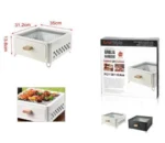 Αναδιπλούμενη Ψησταριά Κάρβουνου από Ανοξείδωτο Ατσάλι 33x29 cm Λευκή