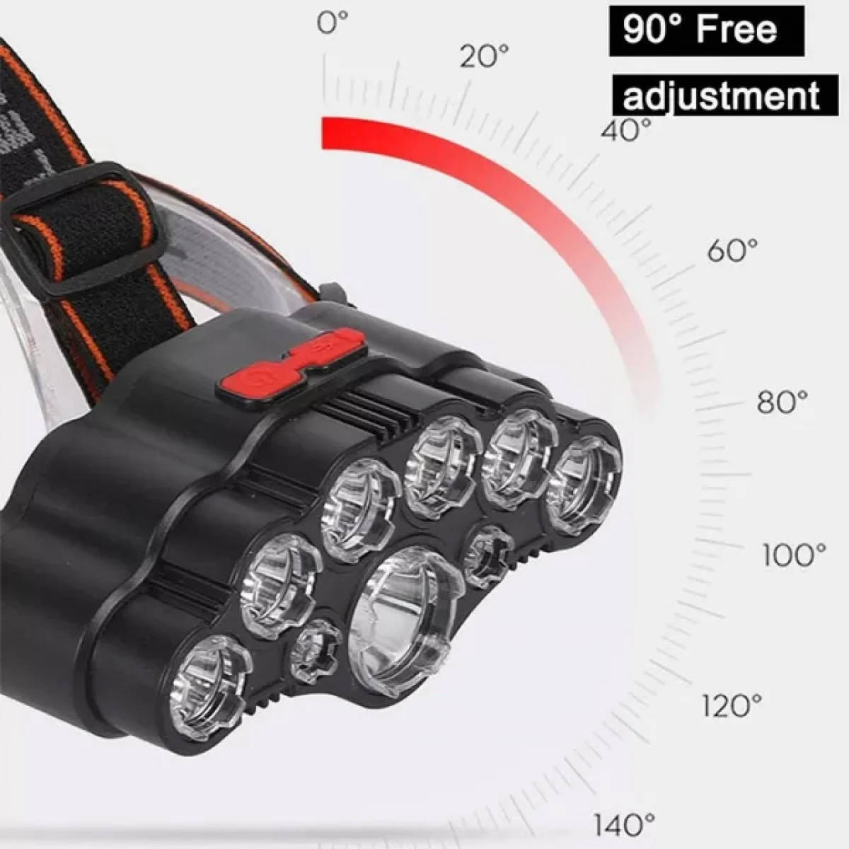 AB-Z1018 Αδιάβροχος Επαναφορτιζόμενος Φακός Κεφαλής με 9 Super Bright LED και 4 Λειτουργίες Φωτισμού