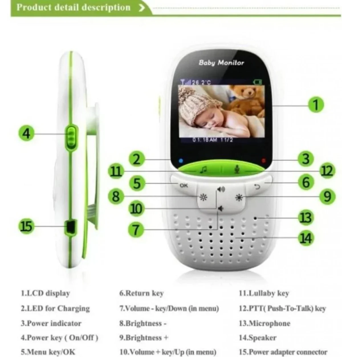 Ασύρματη Ενδοεπικοινωνία Μωρού με Κάμερα & Οθόνη 2.4″ – VB-605