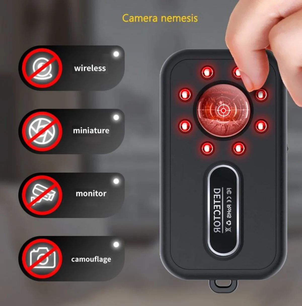 Φορητός Mini Ανιχνευτής Κρυφής Κάμερας με Επαναφορτιζόμενη Μπαταρία USB