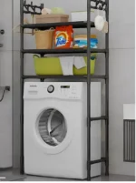 Επιδαπέδια Μεταλλική Ραφιέρα Μπάνιου με 3 Ράφια 63.5x26x169.2cm Μαύρη