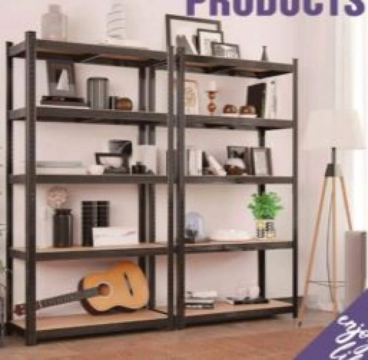 Μεταλλική Ραφιέρα με 5 Ράφια MDF 90x40x180cm