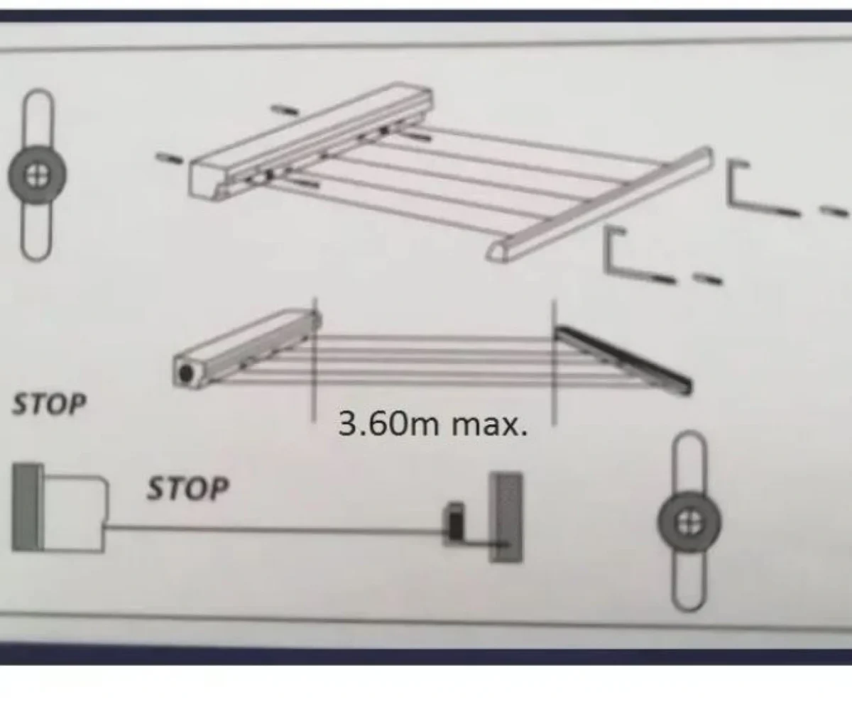 Απλώστρα Ρούχων Τοίχου Τύπου Κασετίνας με 5 Σχοινιά