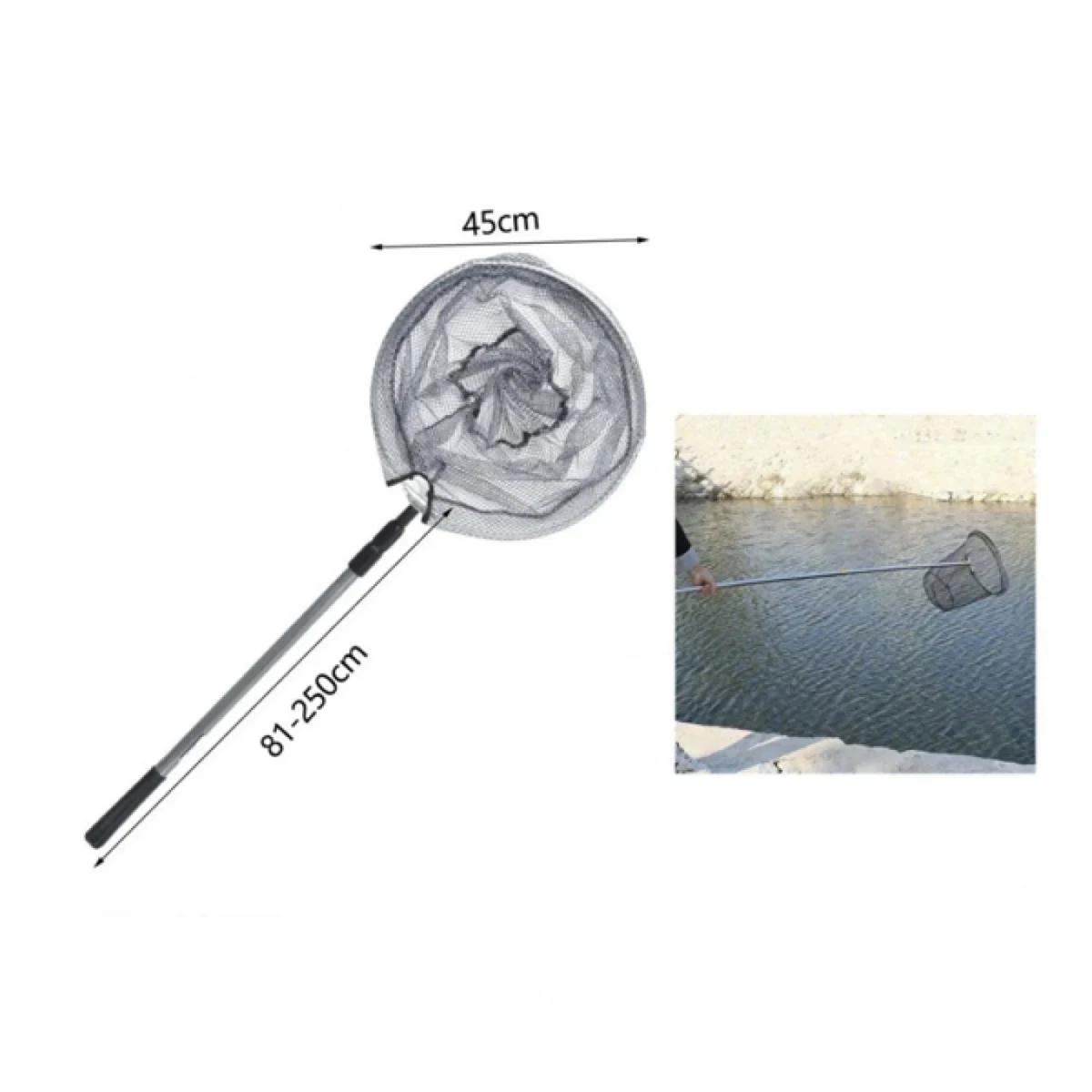 Στρογγυλή Τηλεσκοπική Απόχη Ψαρέματος 81-250cm με Στεφάνη 45cm