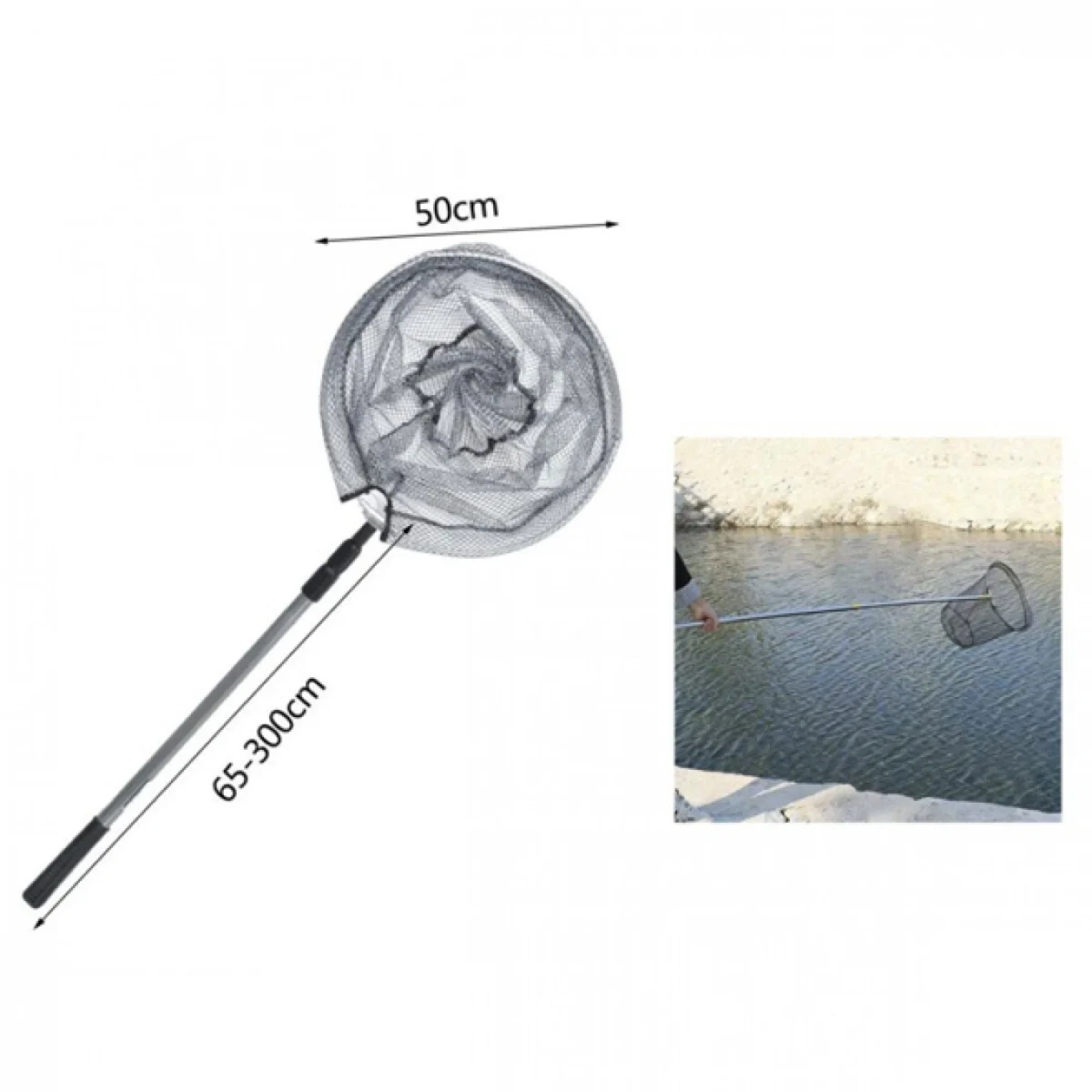 Στρογγυλή Τηλεσκοπική Απόχη Ψαρέματος 65-300cm με Στεφάνη 50cm