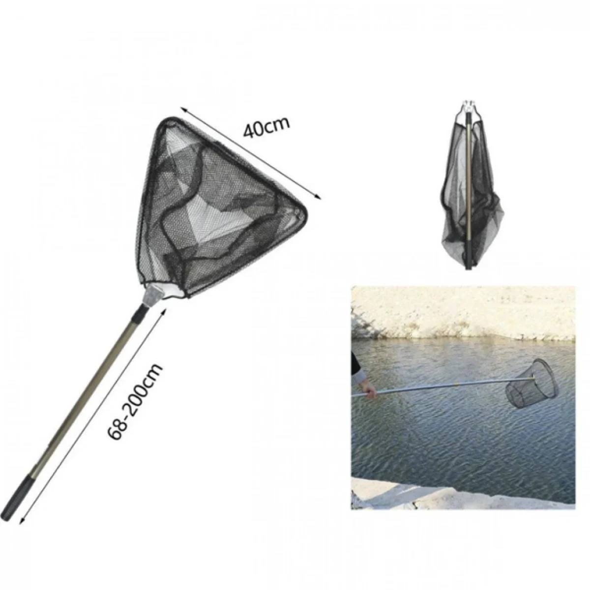 Στρογγυλή Τηλεσκοπική Απόχη Ψαρέματος 68-200cm με Στεφάνη 40cm