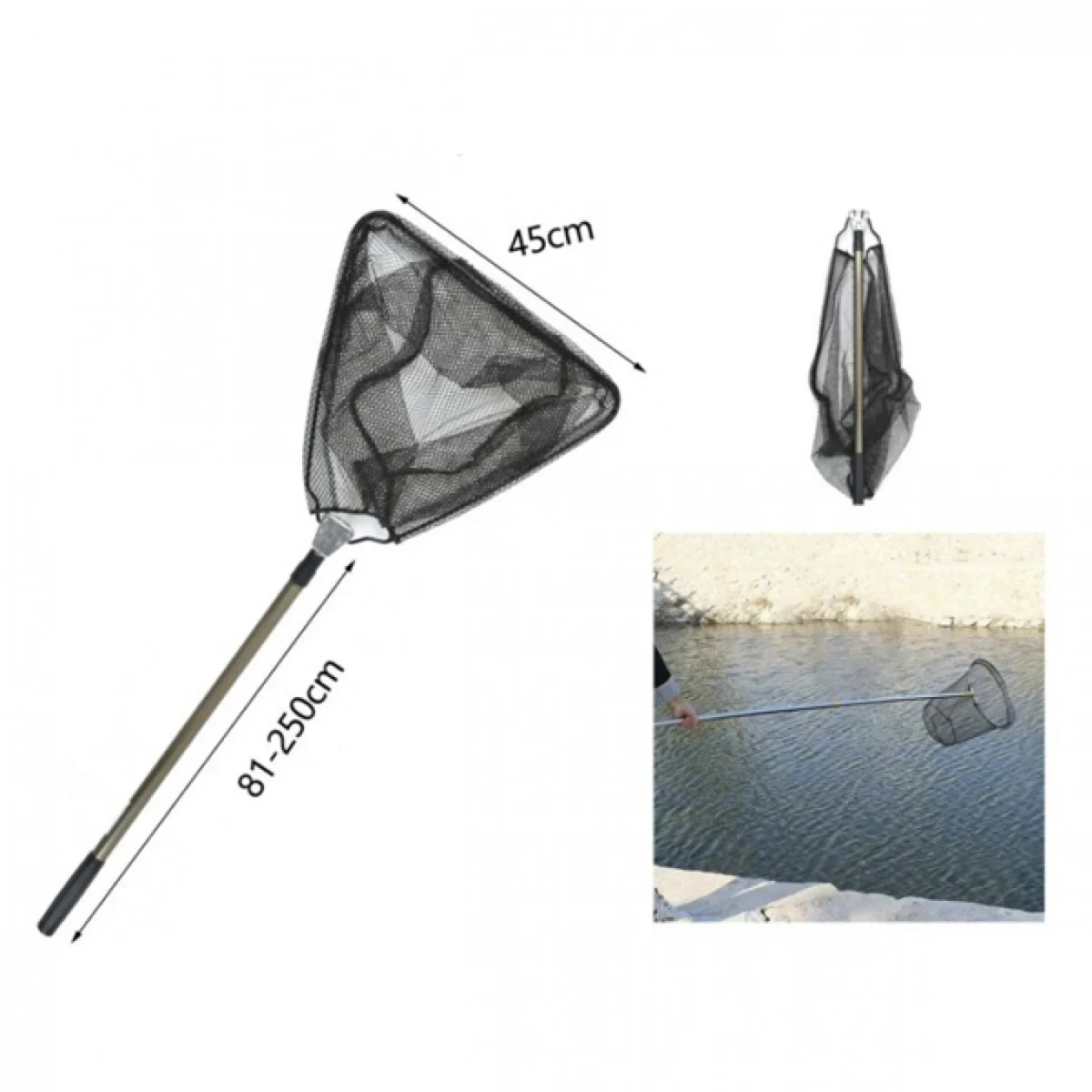 Τρίγωνη Τηλεσκοπική Απόχη Ψαρέματος 81-250cm με Στεφάνη 45cm