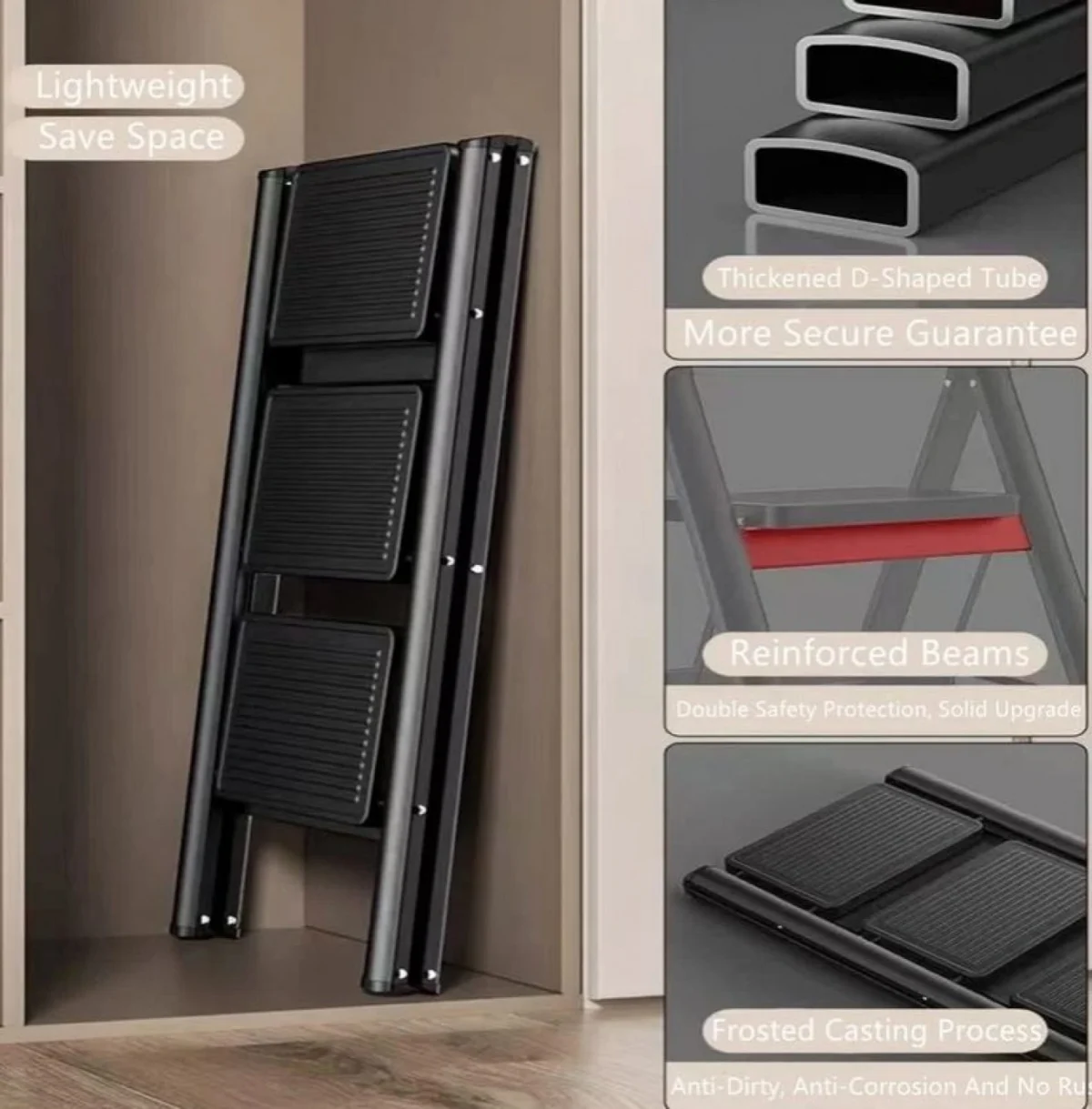 Αναδιπλούμενη Σκάλα Αλουμινίου 3 Σκαλοπατιών – Αντοχή 150kg