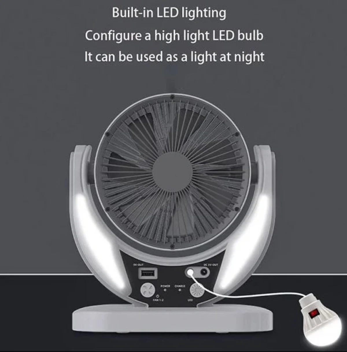 Επαναφορτιζόμενος Ηλιακός Ανεμιστήρας 6″ με Ξεχωριστό Πάνελ & LED Φωτισμό GD-8025
