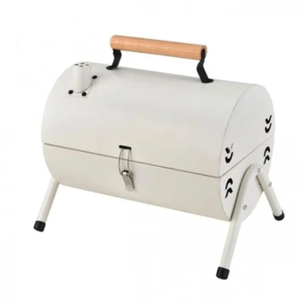 Φορητή Ψησταριά Κάρβουνου με Καπάκι – Λευκή με Εστία 26x42cm