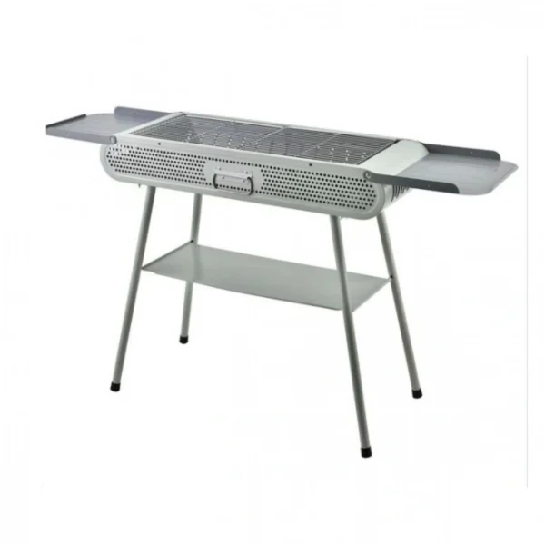 Φορητή Αναδιπλούμενη Ψησταριά με Βοηθητικές Επιφάνειες & Ράφι – Ασημί 71x29.5x122cm