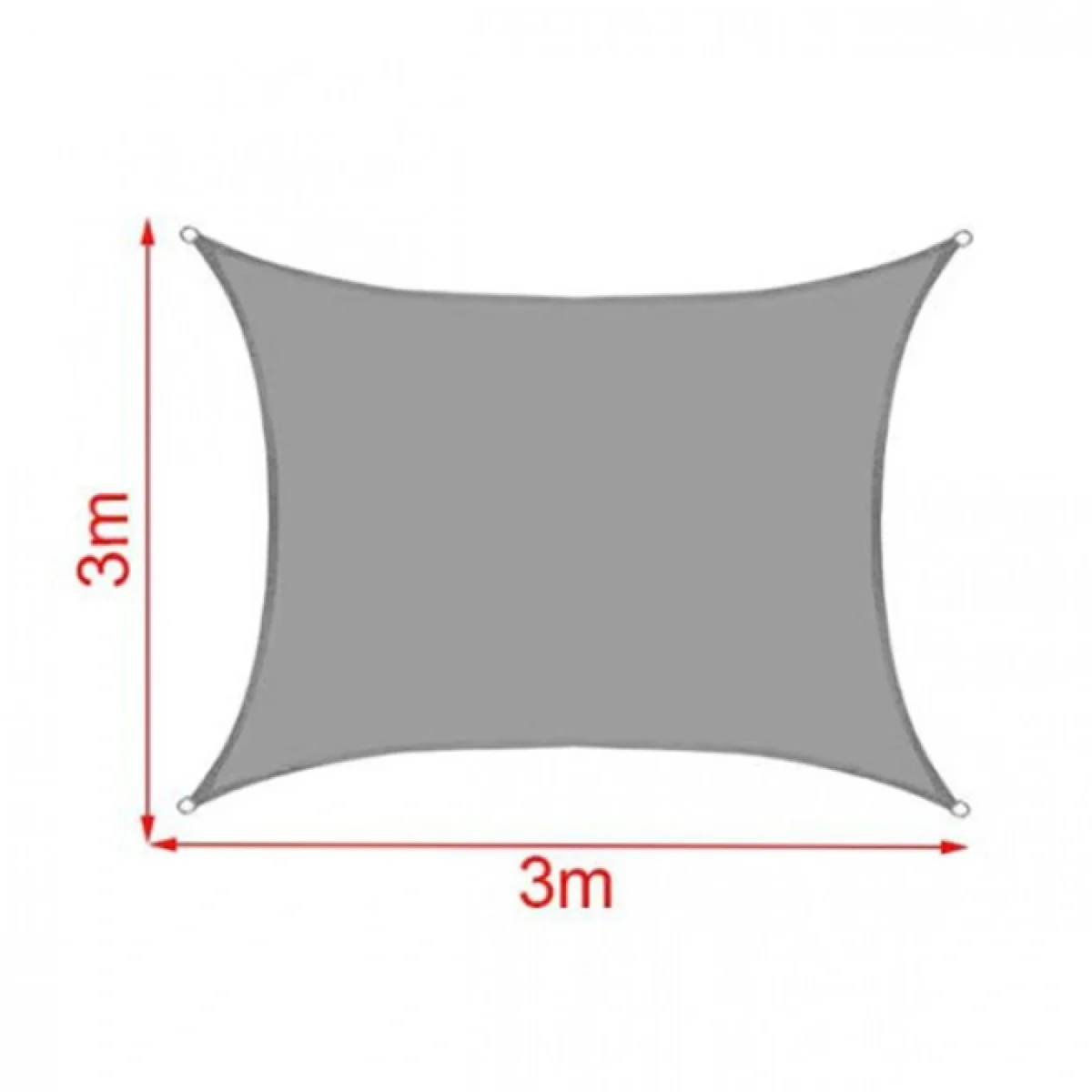 300x300cm Τετράγωνη Αδιάβροχη Πολυεστερική Τέντα - Γκρι