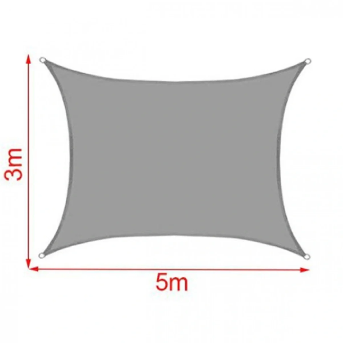 300x500cm Τετράγωνη Αδιάβροχη Πολυεστερική Τέντα - Γκρι