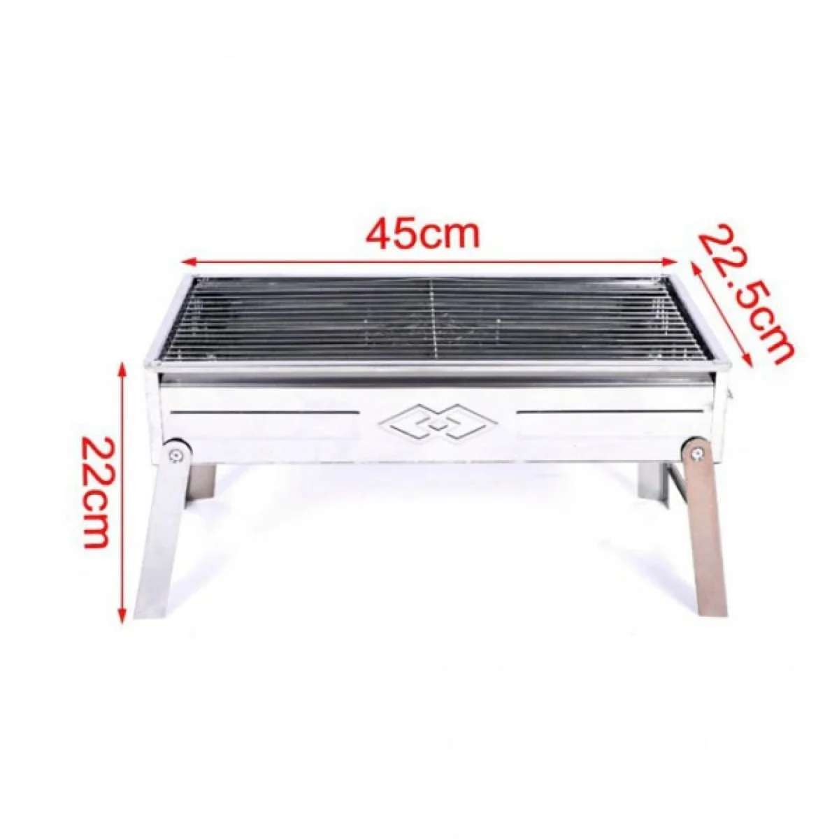 45×22.5×22cm Φορητή Ψησταριά Κάρβουνου για BBQ Ασημί