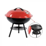 38×38cm Στρογγυλή Φορητή Ψησταριά Κάρβουνου για BBQ Μαύρη-Κόκκινη