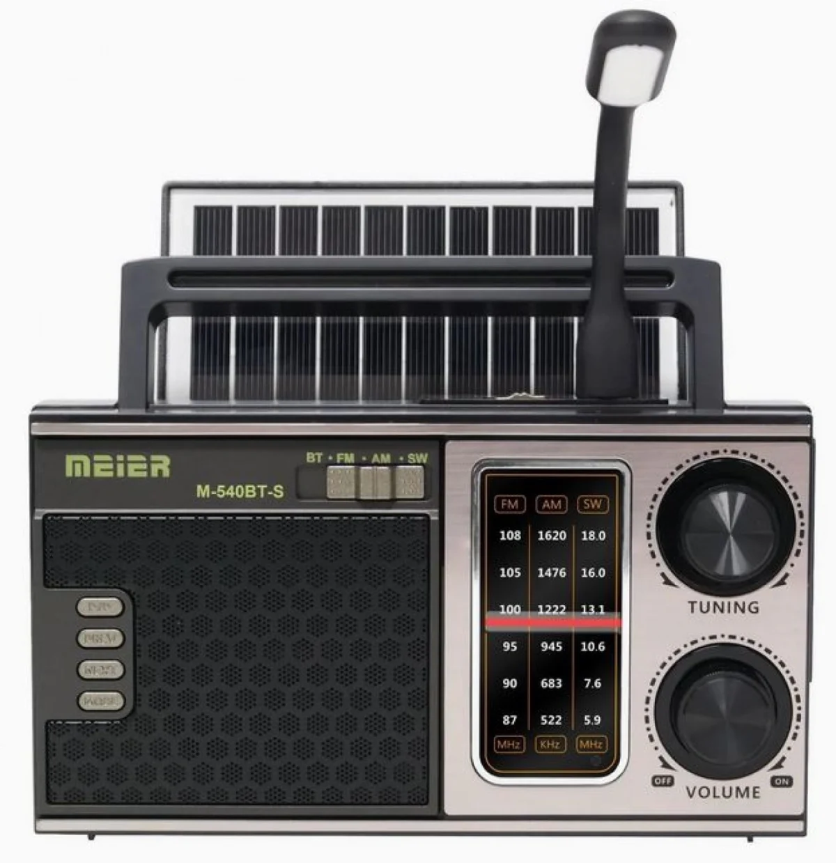 M-540BT-S Ηλιακό Φορητό Ηχείο Bluetooth με Αναλογικό Ραδιόφωνο AM-FM-SW, με Ηλιακό Πάνελ και Φωτιστικο Led Usb