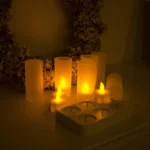 Σετ 6 Τεμαχίων Επαναφορτιζόμενα Κεριά Θερμού Φωτισμού με Εφέ Φλόγας και Βάση Φόρτισης