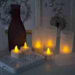 Σετ 6 Τεμαχίων Επαναφορτιζόμενα Κεριά Θερμού Φωτισμού με Εφέ Φλόγας και Βάση Φόρτισης