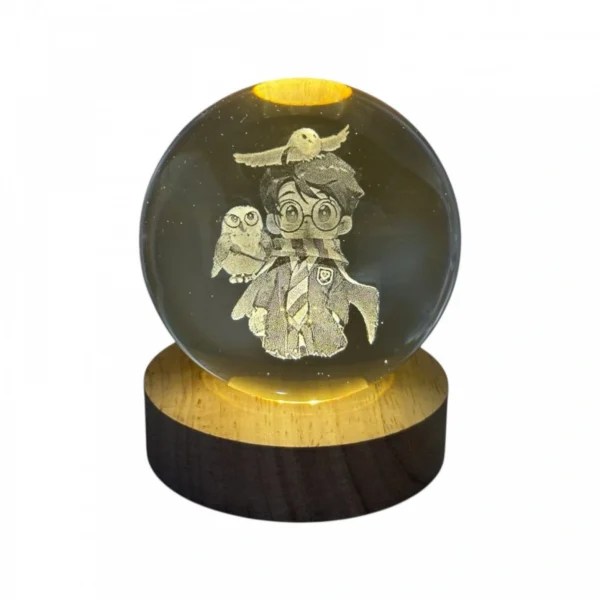 Harry Potter Φωτιστικό Κρυστάλλινη Σφαίρα 8cm Χαραγμένη Εσωτερικά με Λέιζερ