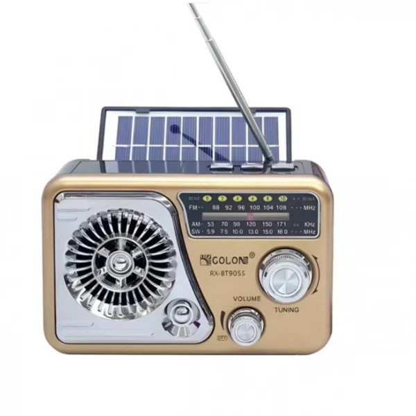 RX-BT905S Ηλιακό Φορητό Ηχείο 5W Bluetooth με Αναλογικό Ραδιόφωνο AM-FM-SW, με Ηλιακό Πάνελ
