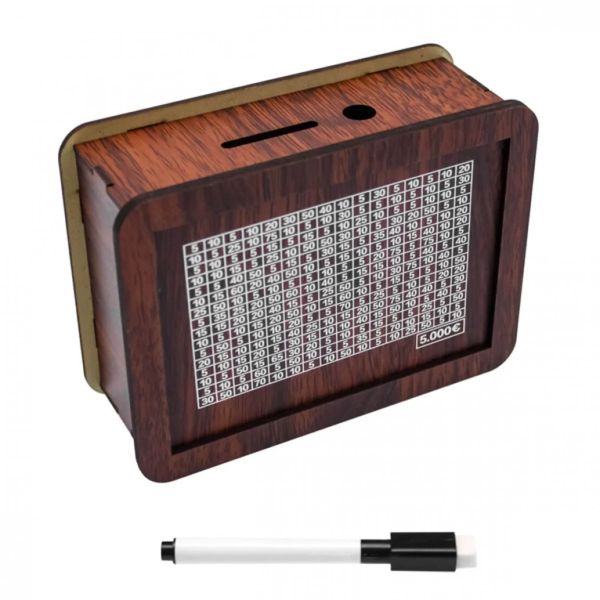 Ξύλινο Ταμιευτήριο Κουμπαράς με Ειδικό Μαρκαδόρο Σημειώσεων 17x12.5x6.5 cm