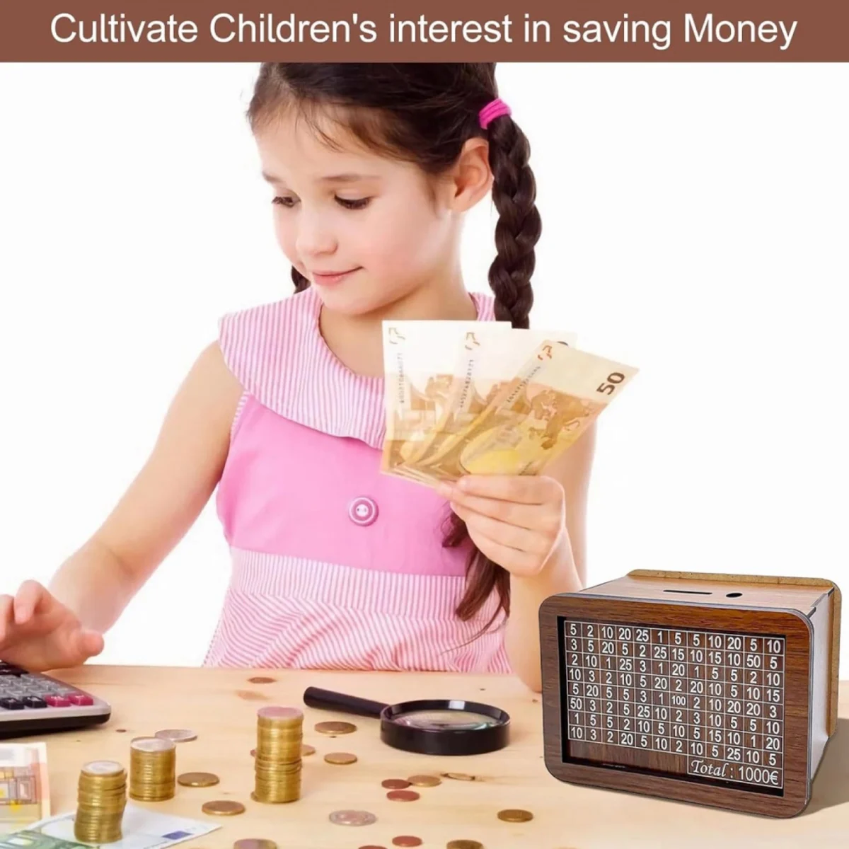 Ξύλινο Ταμιευτήριο Κουμπαράς με Ειδικό Μαρκαδόρο Σημειώσεων 17x12.5x6.5 cm