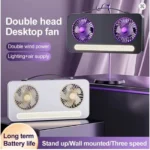 Μίνι Επιτραπέζιος Επαναφορτιζόμενος USB Ανεμιστήρας με Ενσωματωμένο Φωτιστικό Led