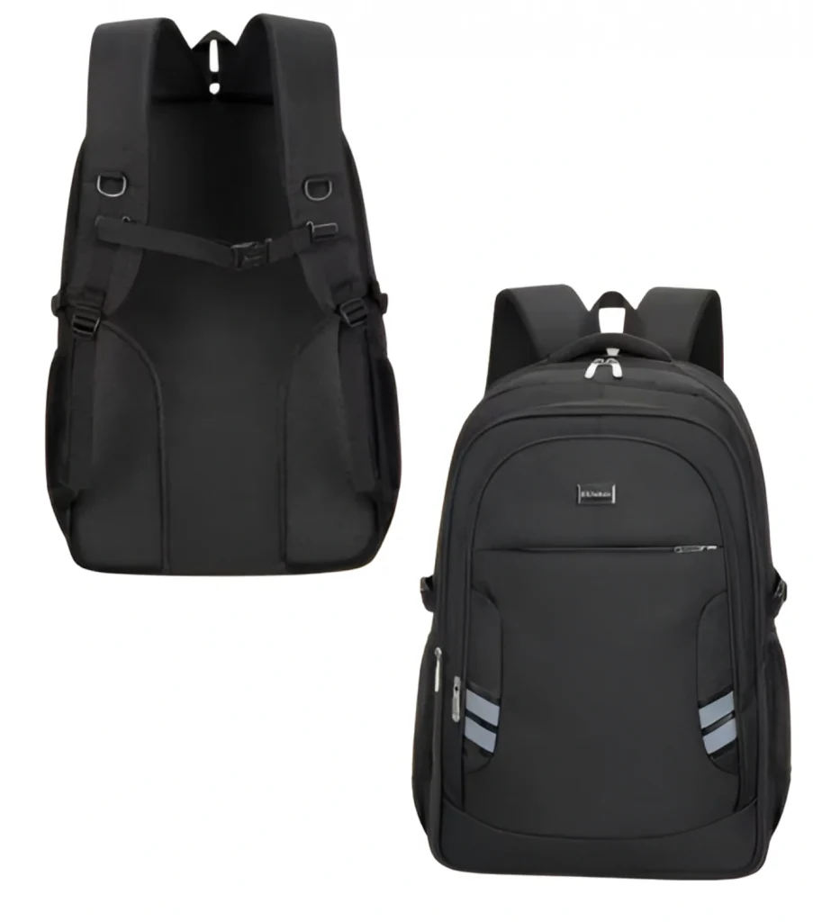 63x40x21cm Αδιάβροχο Σακίδιο Πλάτης - Σχολική Τσάντα Mαύρο με Αντανακλαστικές Ρίγες 7318