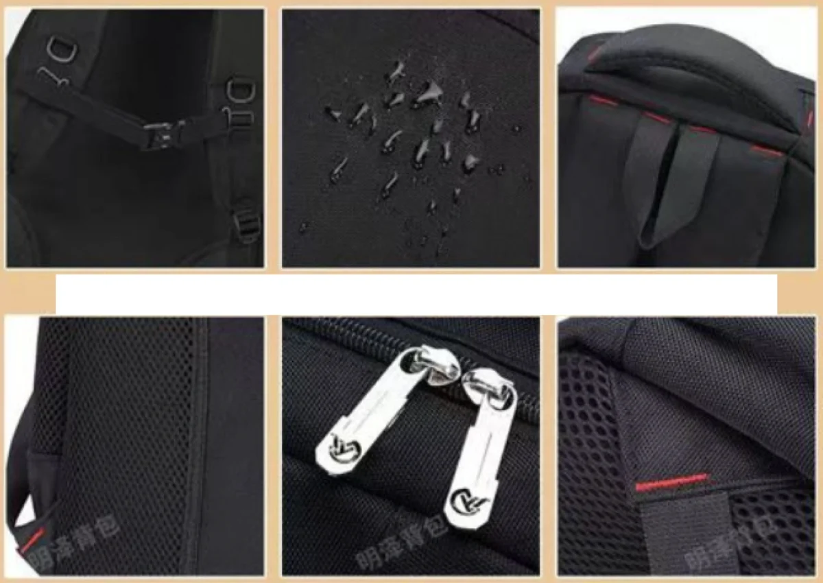 63x40x21cm Αδιάβροχο Σακίδιο Πλάτης - Σχολική Τσάντα Mαύρο με Αντανακλαστικές Ρίγες 7318