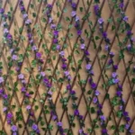 100x200cm Διακοσμητική Πέργκολα Κήπου με Τεχνητά Mωβ Λουλούδια & Πράσινα Φύλλα