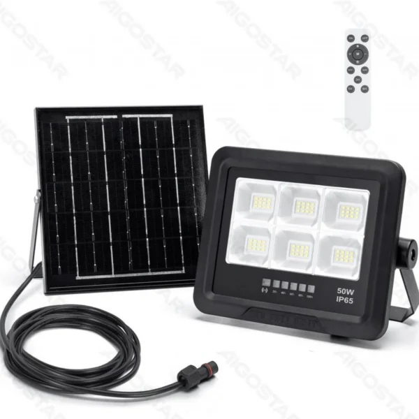 50W Αδιάβροχος Ηλιακός Προβολέας LED με Πάνελ & Τηλεχειριστήριο Aigostar