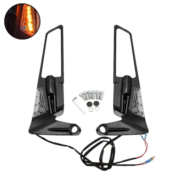 Σετ 2 Καθρέφτες Μοτοσυκλέτας Περιστρεφόμενοι Αλουμινίου με Ενσωματωμένο Φλας – 2 Τεμάχια – HW-0343