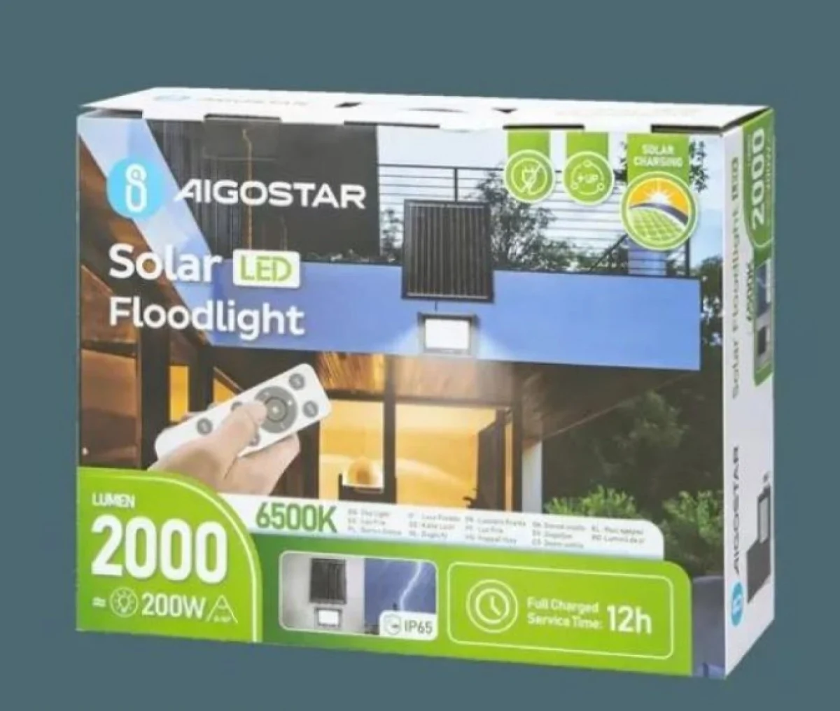 200W Αδιάβροχος Ηλιακός Προβολέας LED με Πάνελ & Τηλεχειριστήριο Aigostar