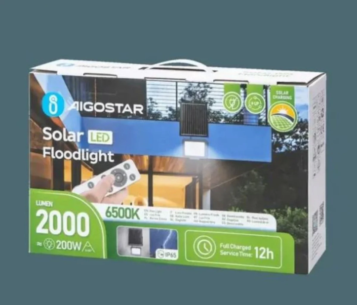 300W Αδιάβροχος Ηλιακός Προβολέας LED με Πάνελ & Τηλεχειριστήριο Aigostar