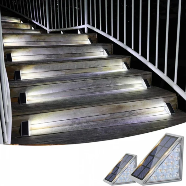 Σετ 2 Ηλιακά Γωνιακά Φωτιστικά Σκάλας Αδιάβροχα Εξωτερικών Χώρων με 13 LED Ψυχρού Λευκού Φωτισμού 6000K Αυτοκόλλητα με Φωτοκύτταρο - Solar Deck Lights