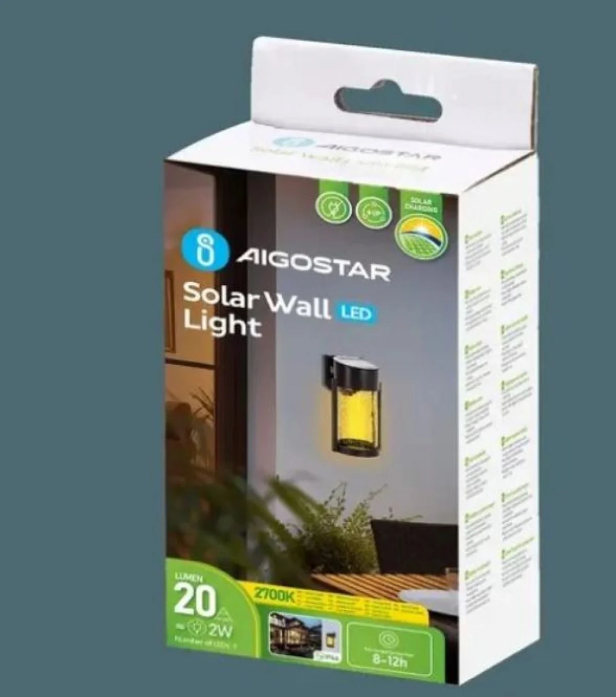 Επιτοίχιο LED Ηλιακό Φωτιστικό με Θερμό Λευκό Φωτισμό & Προστασία IP44 Aigostar