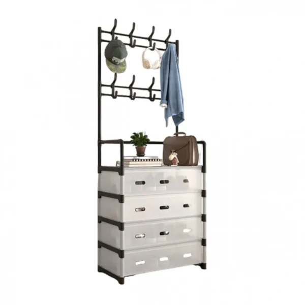 185x56x28cm Μεταλλική Παπουτσοθήκη Κρεμάστρα με Πορτάκια & Γάντζους – Οργάνωση Εισόδου ή Μπάνιου