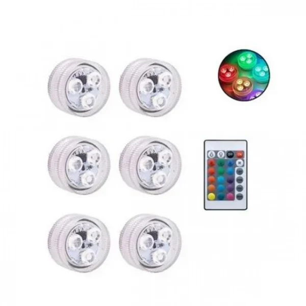 6τμχ Μίνι Αδιάβροχα - Υποβρύχια Φωτάκια LED Πολύχρωμα με Μπαταρίες AT47929