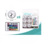 6τμχ Μίνι Αδιάβροχα - Υποβρύχια Φωτάκια LED Πολύχρωμα με Μπαταρίες AT47929