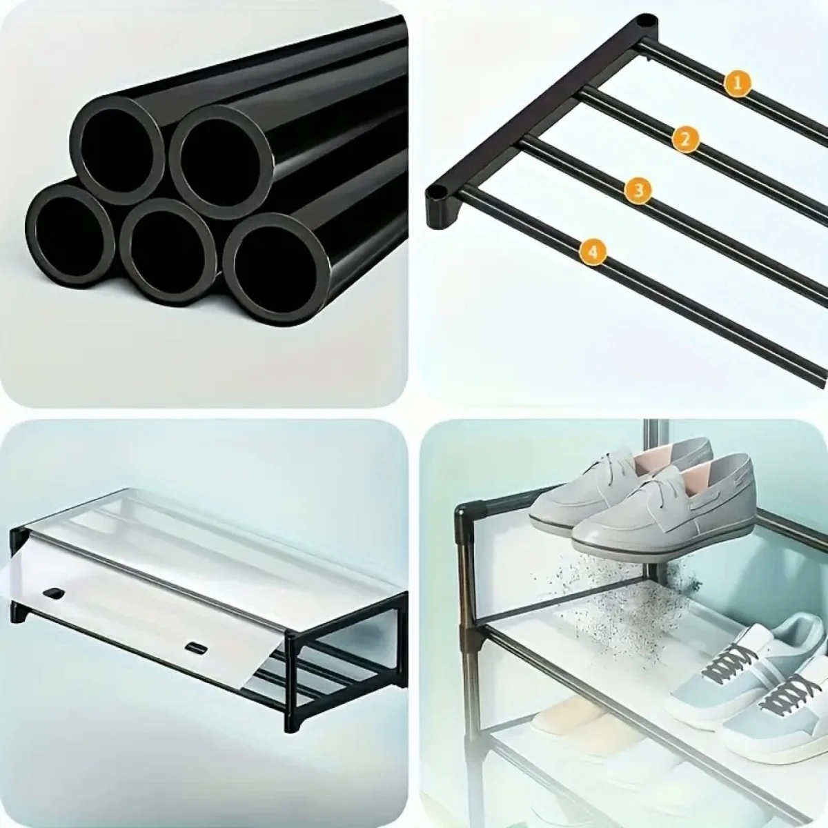 185x56x28cm Μεταλλική Παπουτσοθήκη Κρεμάστρα με Πορτάκια & Γάντζους – Οργάνωση Εισόδου ή Μπάνιου