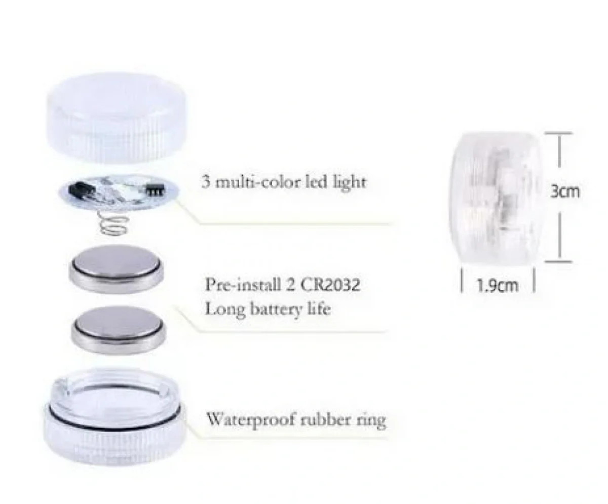 6τμχ Μίνι Αδιάβροχα - Υποβρύχια Φωτάκια LED Πολύχρωμα με Μπαταρίες AT47929