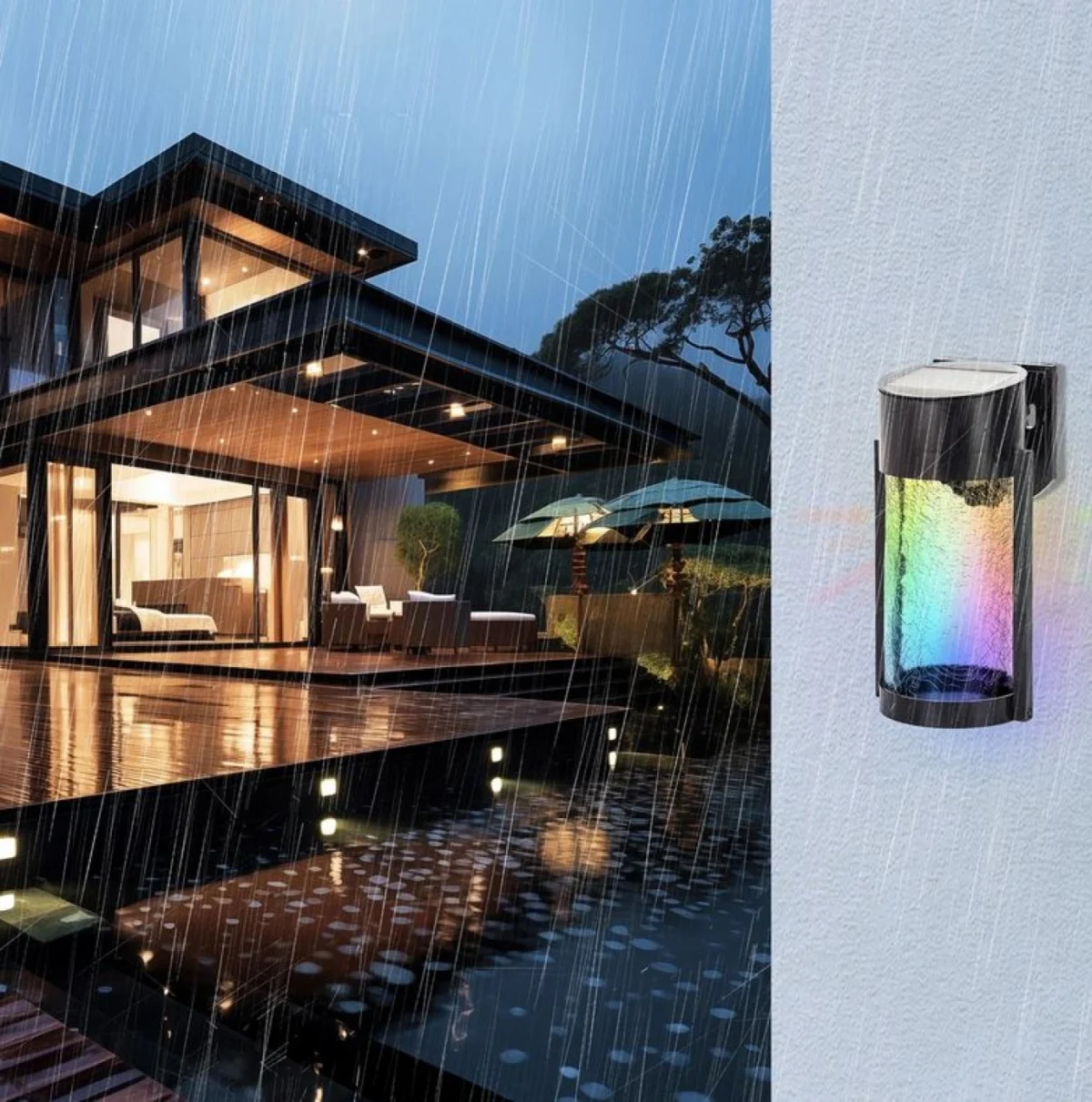 Επιτοίχιο LED Ηλιακό Φωτιστικό με RGB Φωτισμό & Προστασία IP44 Aigostar