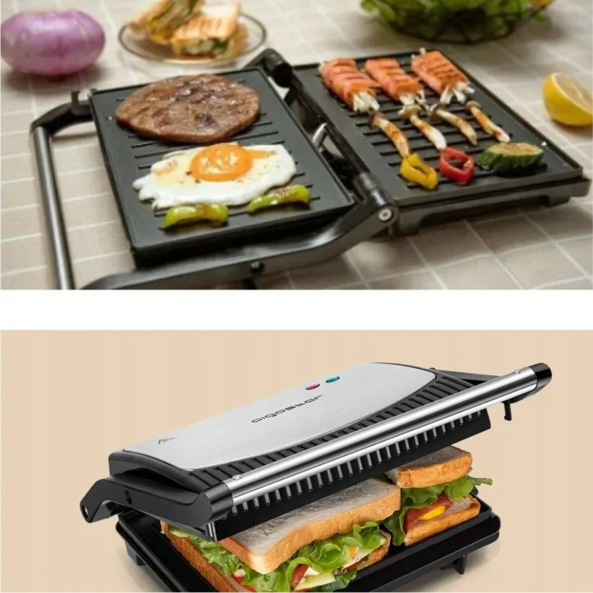 800W Τοστιέρα με Αντικολλητικές Πλάκες & Άνοιγμα 180° Aigostar