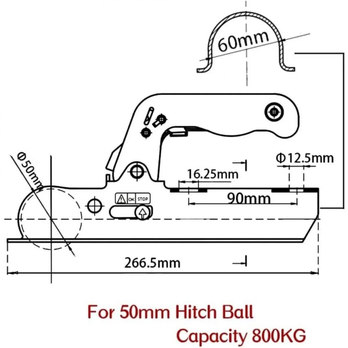 50x50mm Στρογγυλή Χούφτα Κοτσαδόρου W15182-2